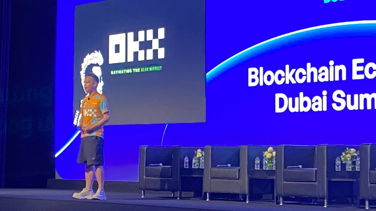 Lai delivering his keynote speech at the Blockchain Economy Summit Dubai event Lai delivering his keynote speech at the Blockchain Economy Summit Dubai event