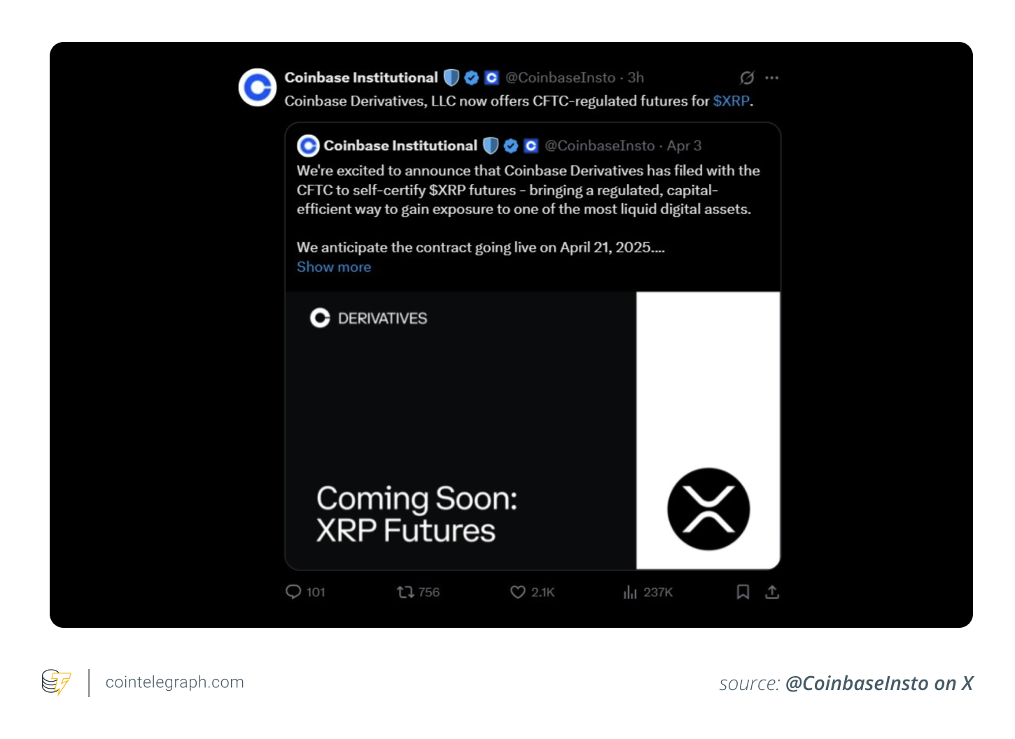 Coinbase on XRP futures launch Coinbase on XRP futures launch