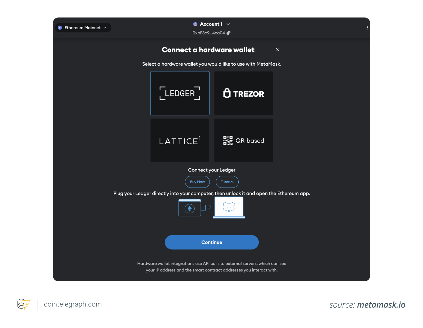 Connecting a hardware wallet to MetaMask Connecting a hardware wallet to MetaMask