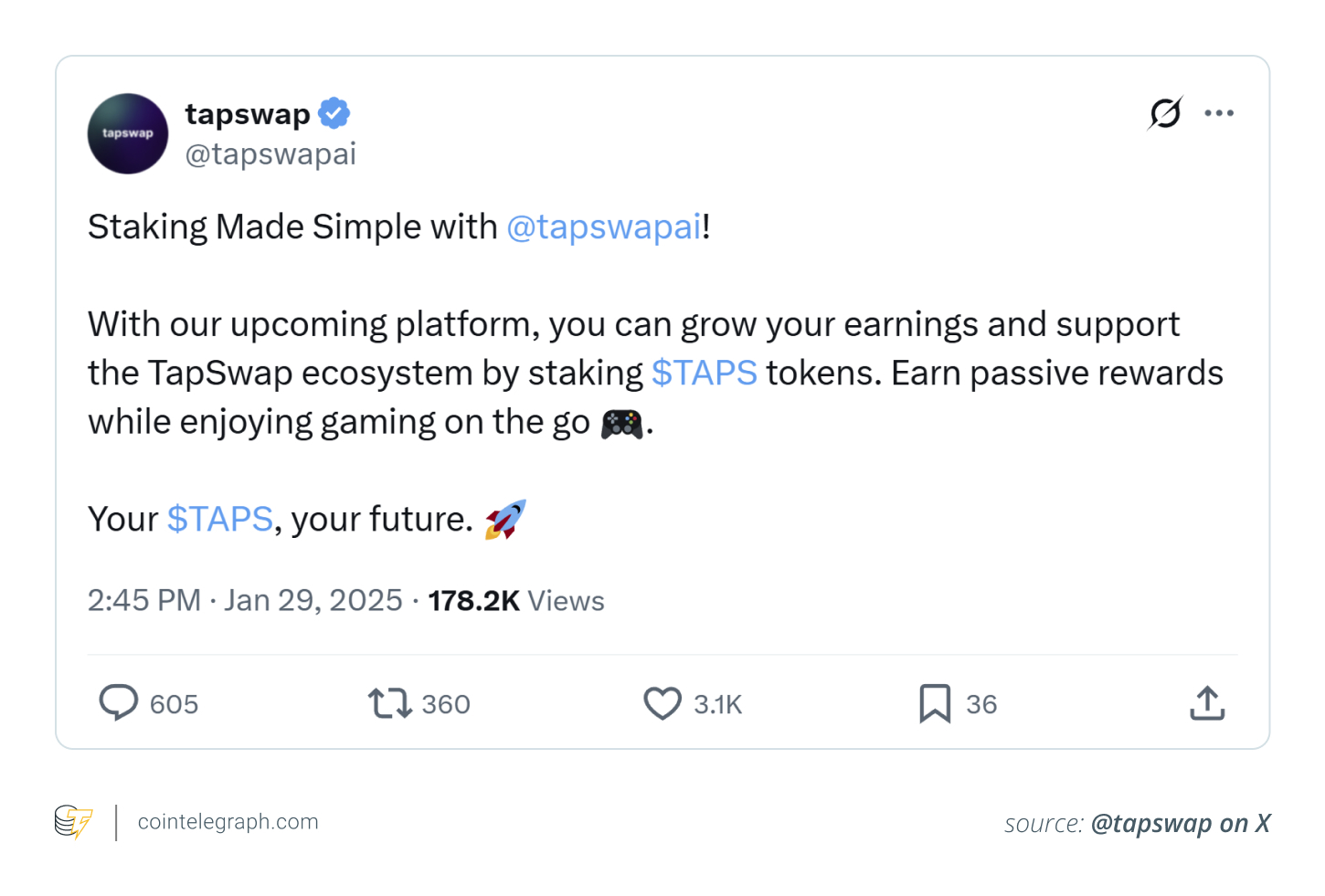TapSwap introduces staking TapSwap introduces staking