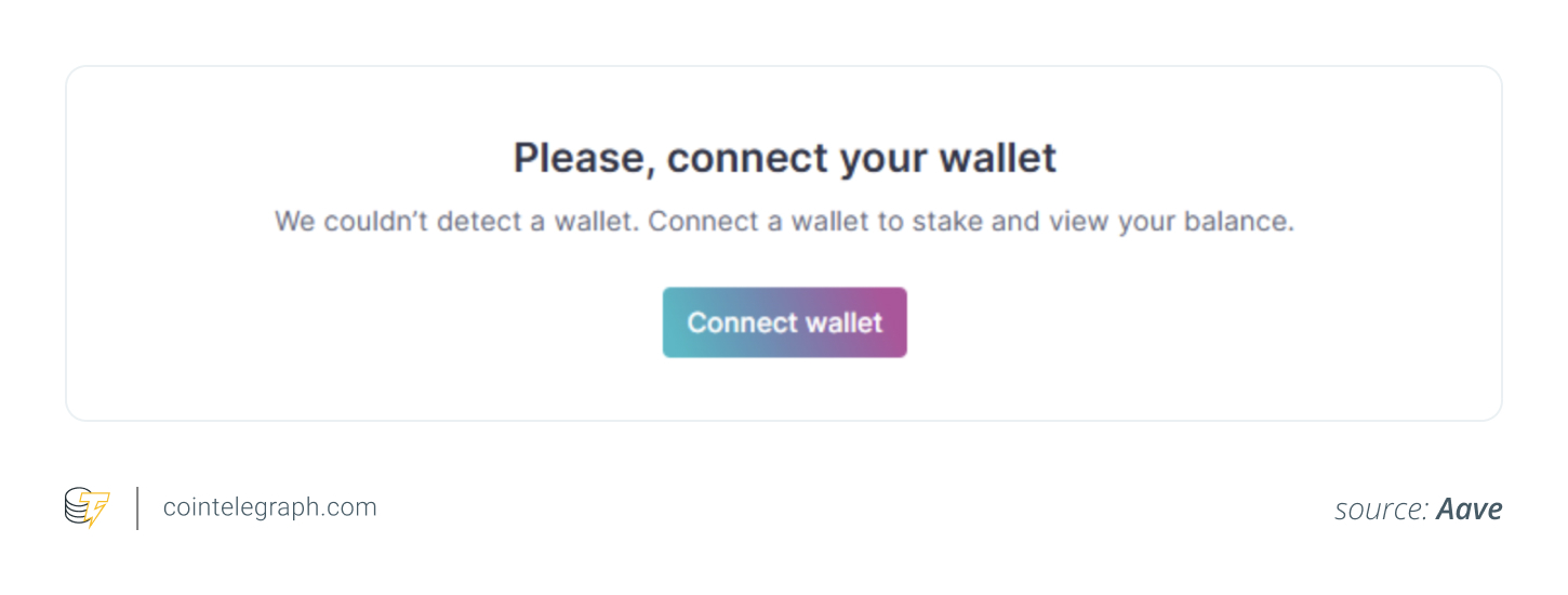 Connect your wallet to Aave platform