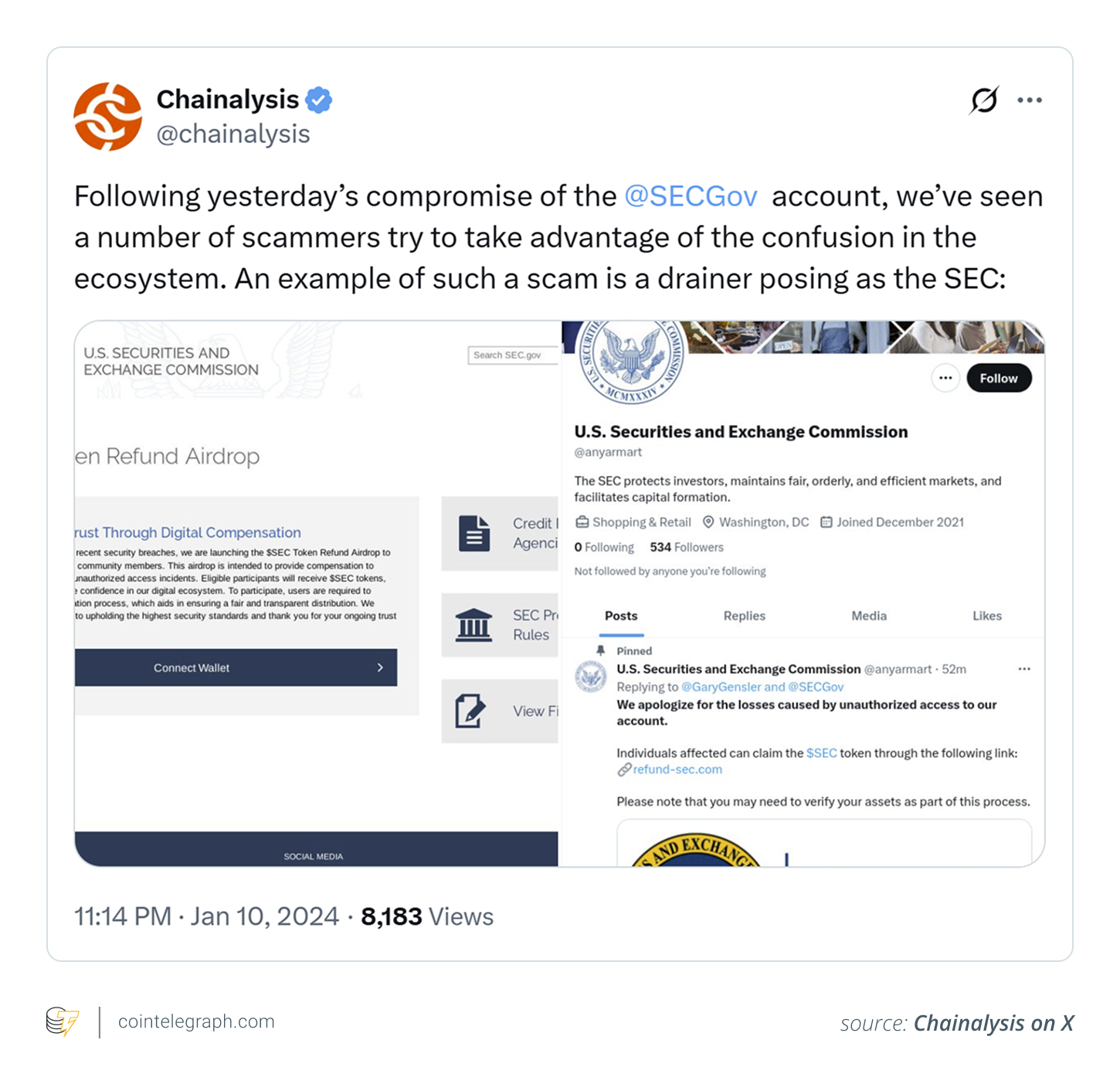 Chainalysis's crypto drainer alert Chainalysis's crypto drainer alert