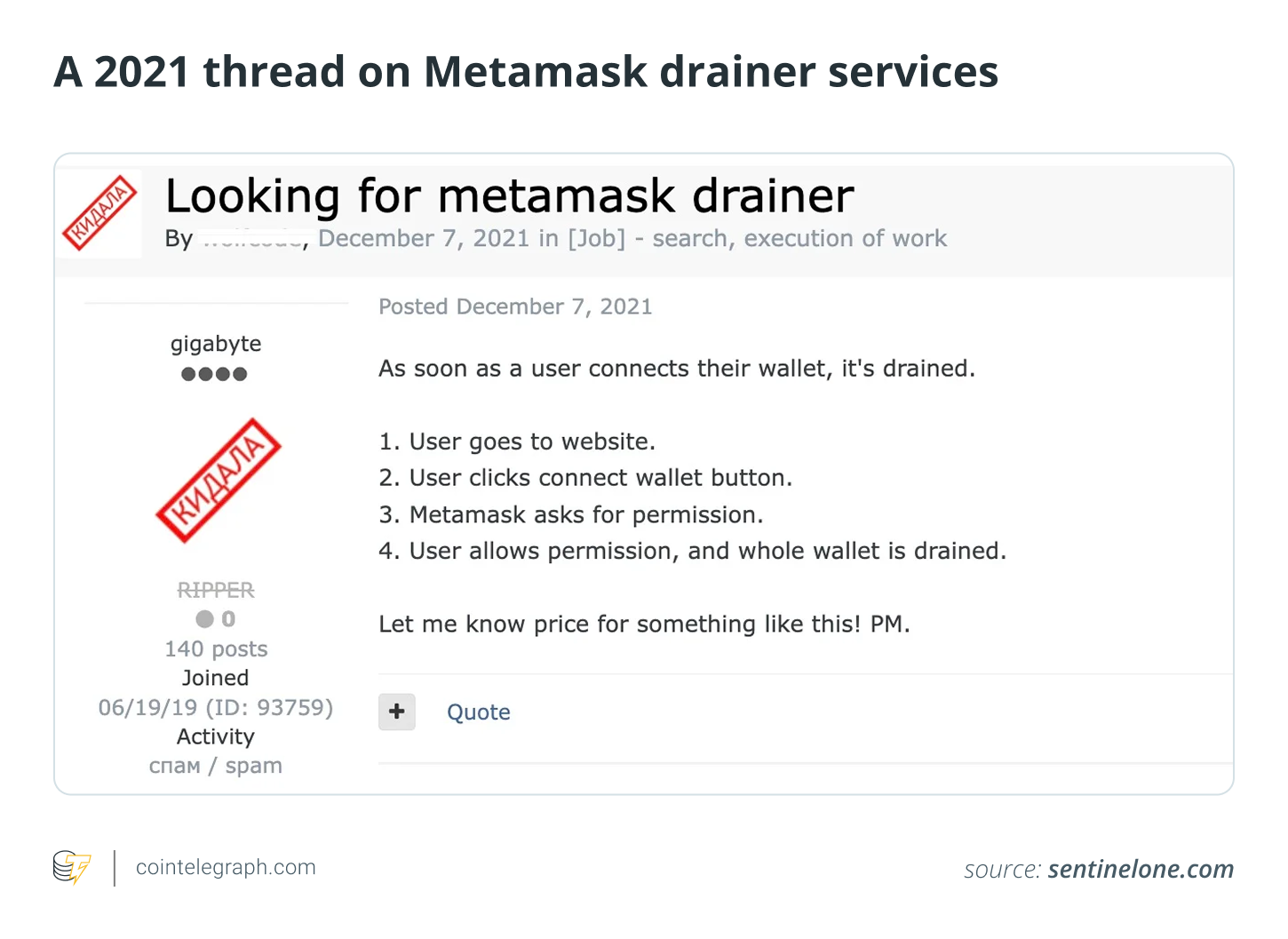 A 2021 thread on Metamask drainer services A 2021 thread on Metamask drainer services