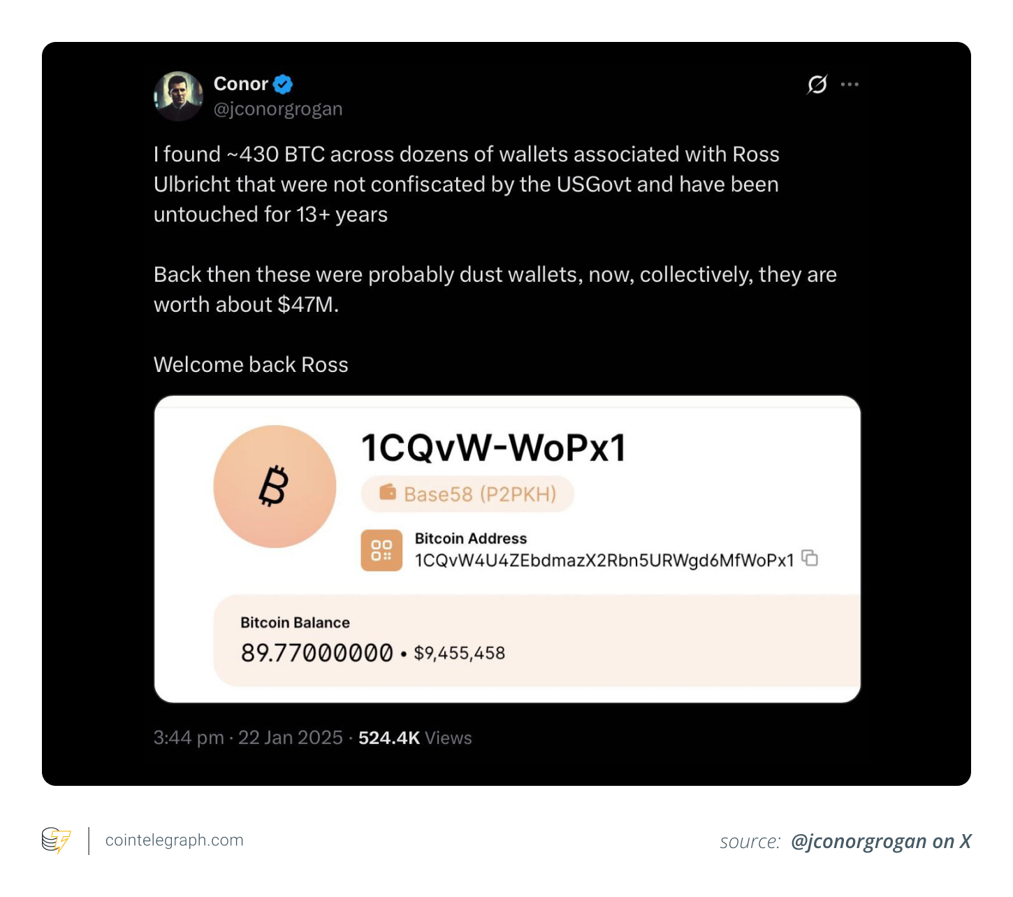 430 Bitcoin linked to Ross Ulbricht 430 Bitcoin linked to Ross Ulbricht