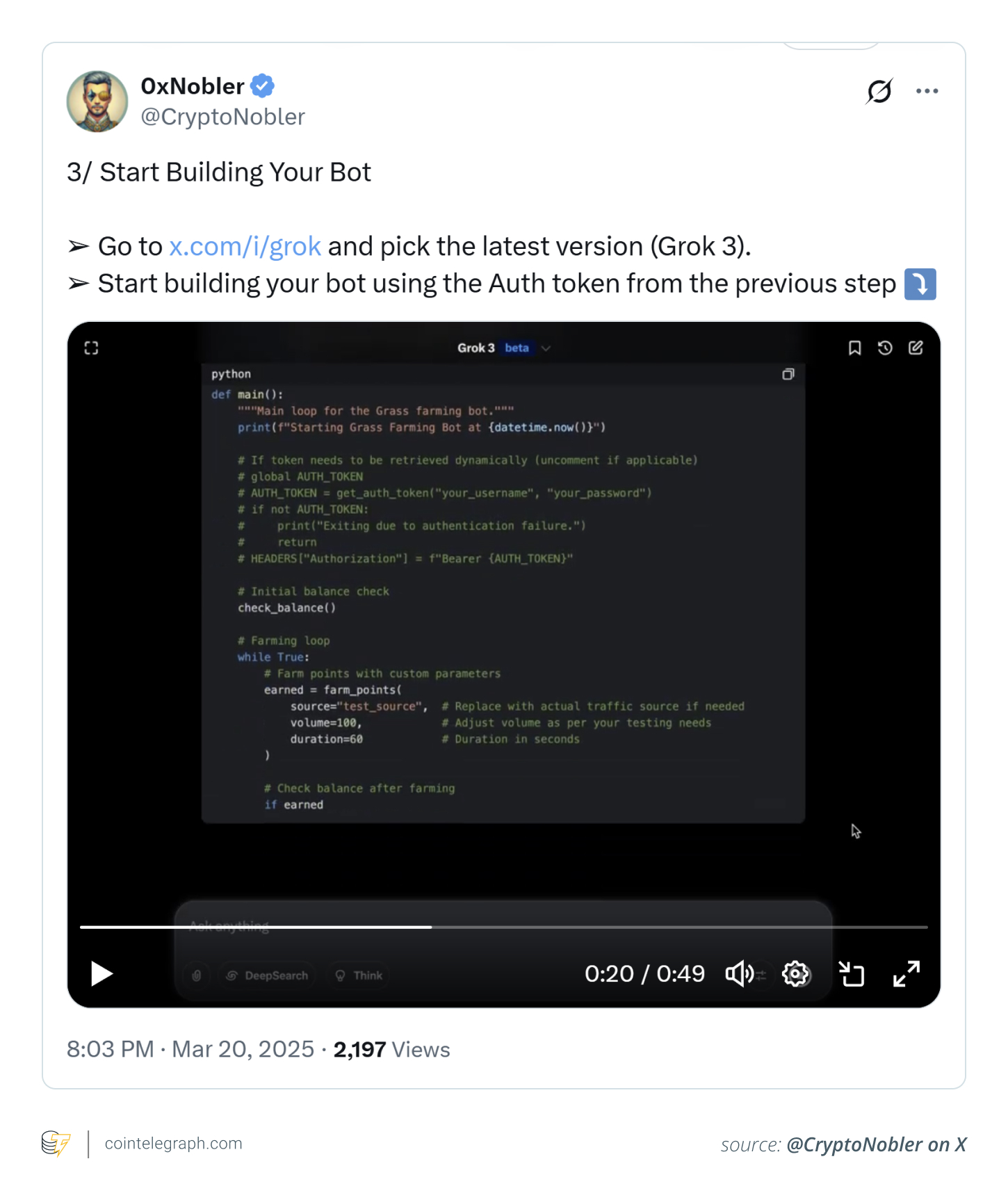 Setting up Grok bot authorization Setting up Grok bot authorization