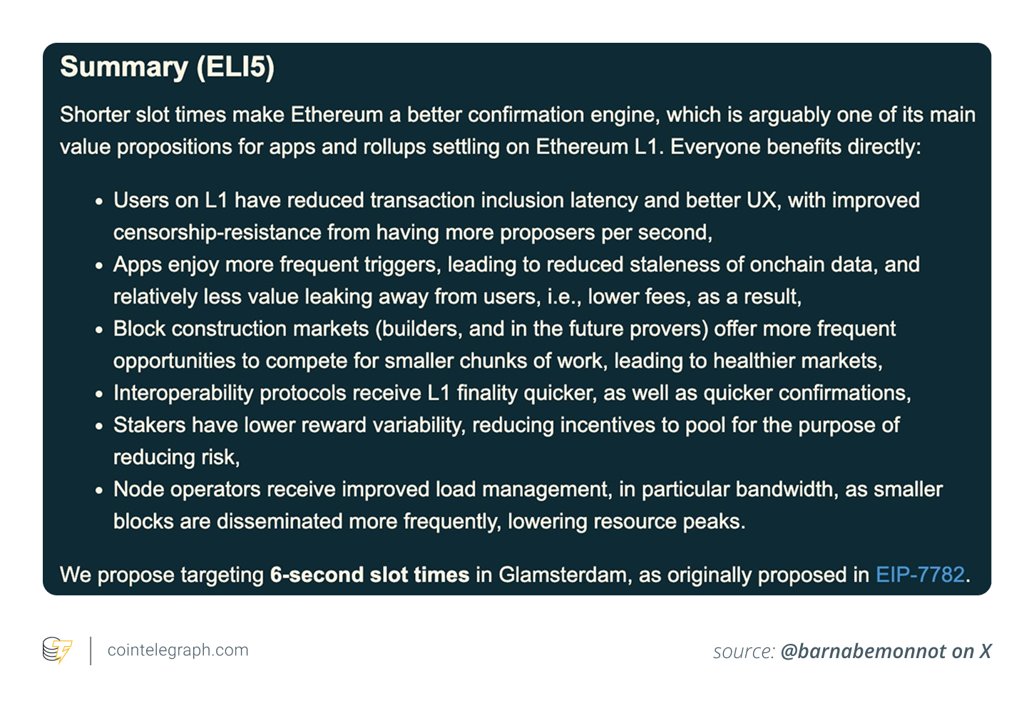 Shortening the Ethereum L1 slot time from 12 to 6 seconds has benefits across the stack Shortening the Ethereum L1 slot time from 12 to 6 seconds has benefits across the stack