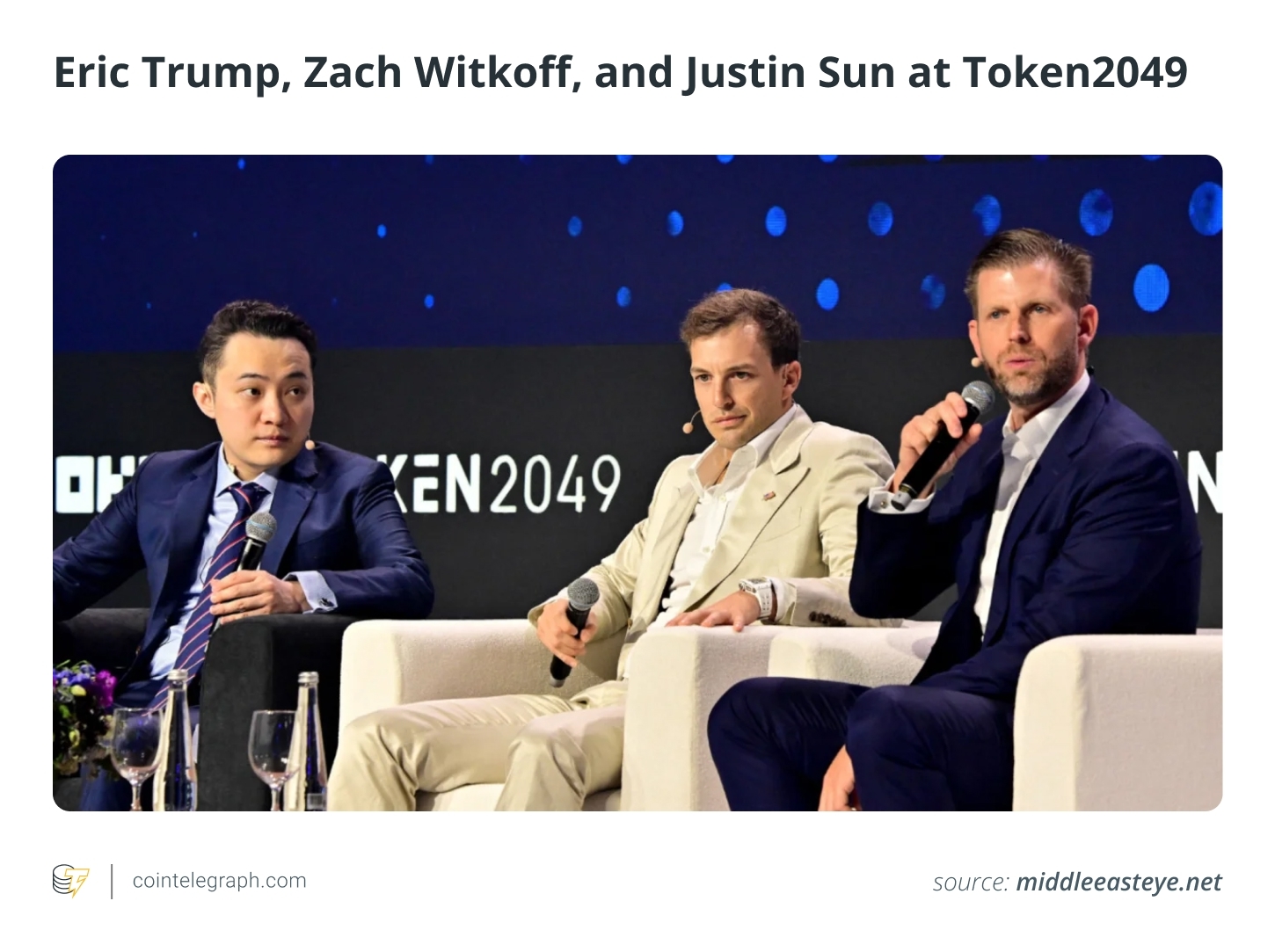 Eric Trump, Zach Witkoff, and Justin Sun speak at Token2049 in Dubai on May 1, 2025